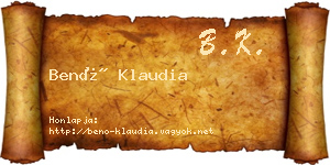 Benő Klaudia névjegykártya
